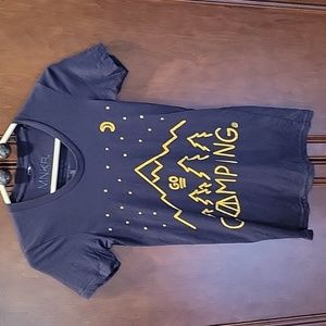 MNKR sz Small XS Navy Blue Go Camping Short sleeve T shirt 100% Cotton Modcloth